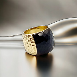 Кольцо из золота в желтом цвете с дымчатым кварцем 01-200055400