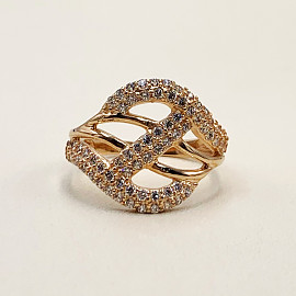 Золотое кольцо в красном цвете с цирконом 01-200070600