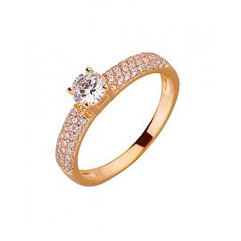 Кольцо из красного золота с цирконом 01-200104700