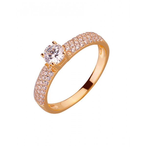 Кольцо из красного золота с цирконом