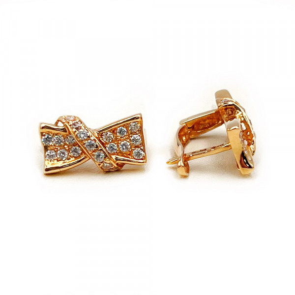 Серьги из золота в красном цвете с цирконом