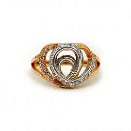 Золотое кольцо красного с белым цвета с цирконом 01-200253000