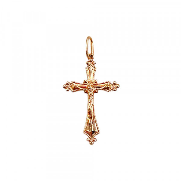 Золотой крестик в красном цвете