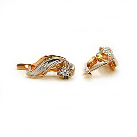 Серьги из красного с белым золота с белыми бриллиантами 01-200739600