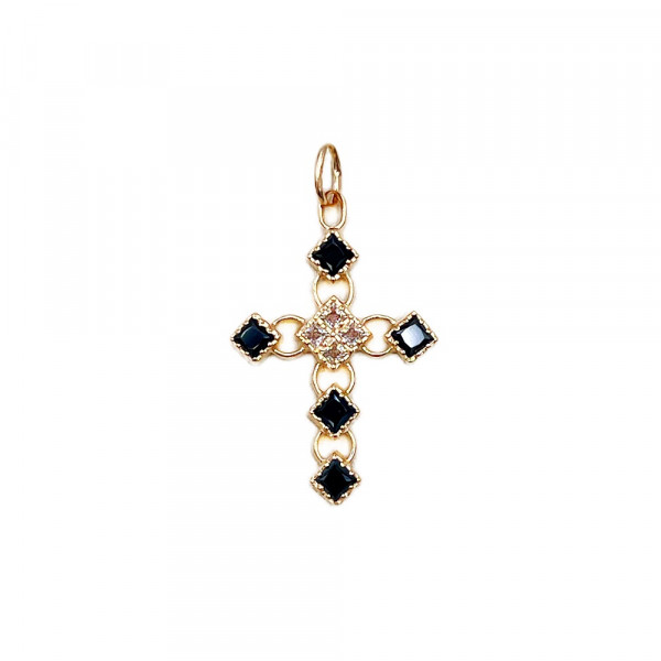 Крестик из красного золота с цирконом