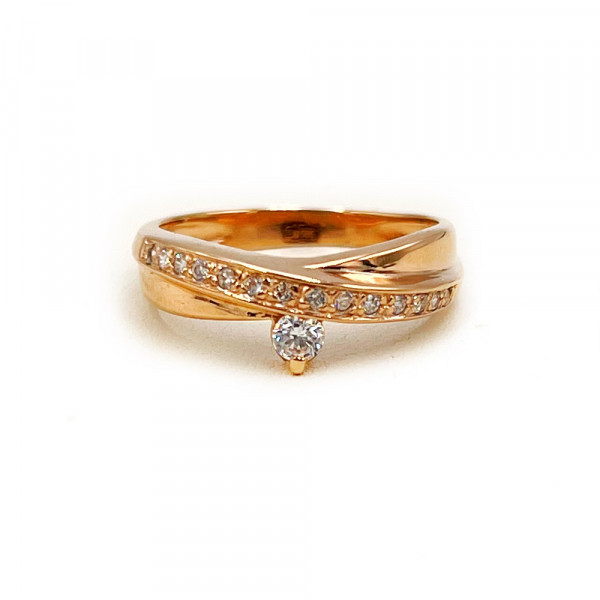 Каблучка з червоного золота з цирконом