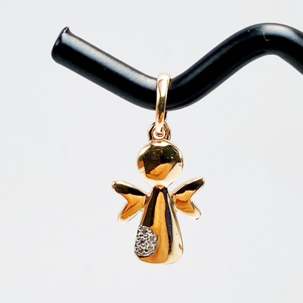 Кулон з золота у червоному кольорі з жовтими діамантами