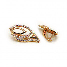 Золоті сережки у червоному кольорі з цирконом 01-200809100