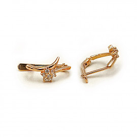 Золоті сережки червоного кольору з цирконом 01-200853600