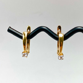 Золоті сережки у червоному з білим кольорі з жовтими діамантами 01-200876300