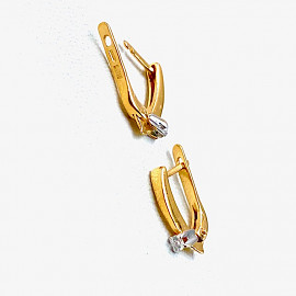 Золоті сережки у червоному з білим кольорі з жовтими діамантами