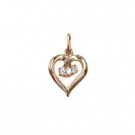 Золотий кулон у червоному кольорі з цирконом 01-200878400