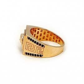 Золотий перстень у червоному кольорі з цирконом