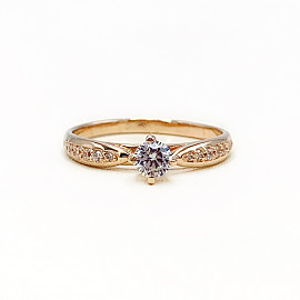 Золотое кольцо красного цвета с цирконом 01-18972401