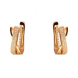 Серьги из золота красного цвета с цирконом 01-19284101