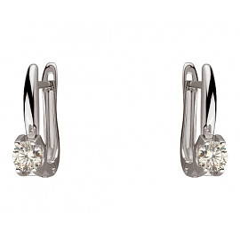 Золотые серьги белого цвета с цирконом 01-200111901