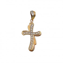 Золотой крестик с цирконом 01-200180401