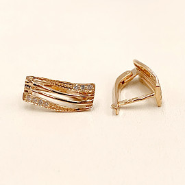 Серьги из красного золота с цирконом 01-200383601