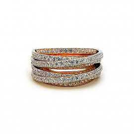 Золотое кольцо в красном с белым цвете с цирконом 01-200764601