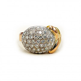 Золота каблучка у червоному з білим кольорі з білими діамантами 01-200794001