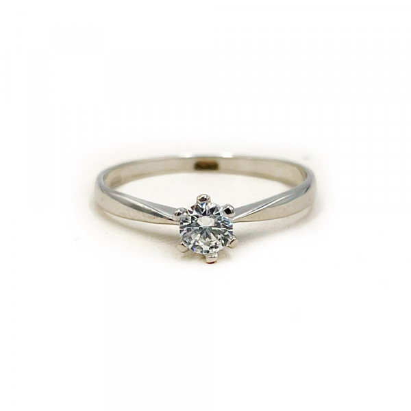 Каблучка з золота у білому кольорі з цирконом