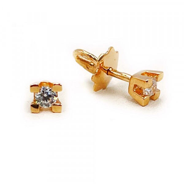 Сережки з червоного золота з цирконом