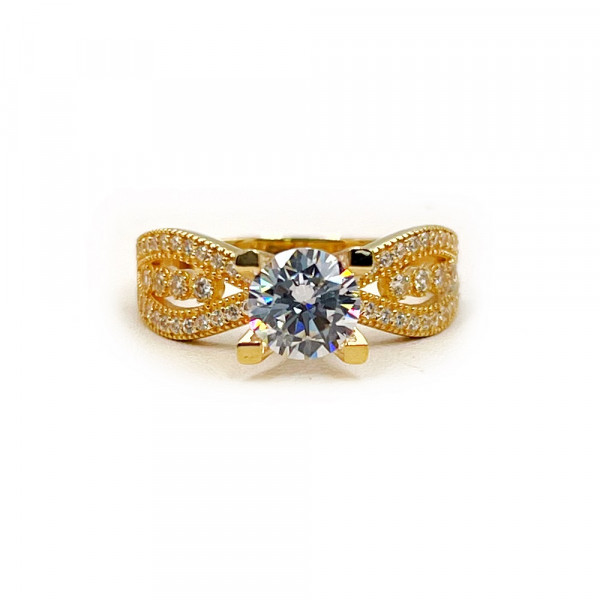 Каблучка з золота у жовтому кольорі з цирконом