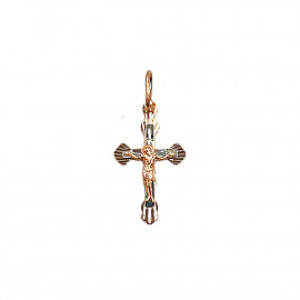 Золотой крестик в красном с белым цвете 01-200867501