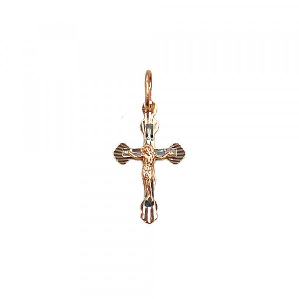 Золотой крестик в красном с белым цвете