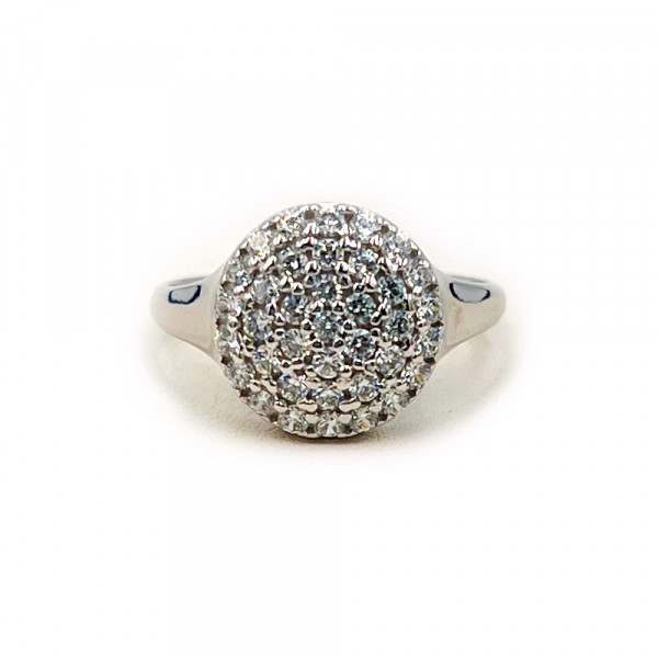 Золота каблучка білого кольору з цирконом