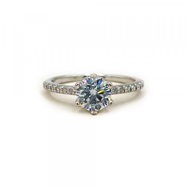 Каблучка з золота у білому кольорі з цирконом