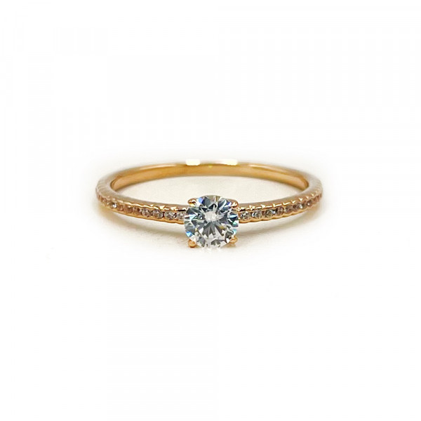 Кольцо из красного золота с цирконом