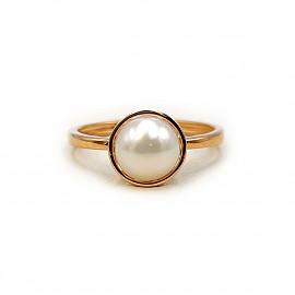 Каблучка з золота червоного кольору з перлиною 01-200893301