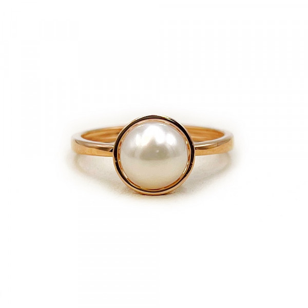 Каблучка з золота червоного кольору з перлиною