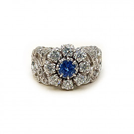 Золота каблучка у білому кольорі з жовтими діамантами 01-200893401