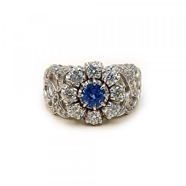 Золота каблучка у білому кольорі з жовтими діамантами