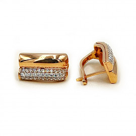 Золотые серьги в красном с белым цвете с цирконом 01-200922101