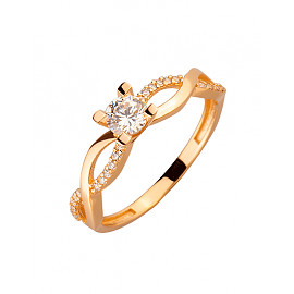 Кольцо из красного золота с цирконом 01-200020602