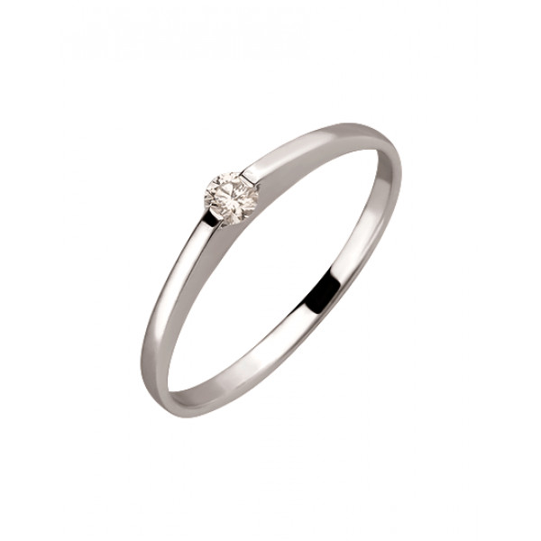 Золотое кольцо в белом цвете с белым бриллиантом