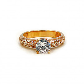 Кольцо из золота в красном цвете с цирконом 01-200140702