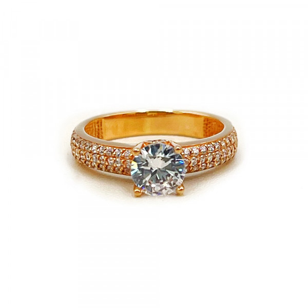 Кольцо из золота в красном цвете с цирконом