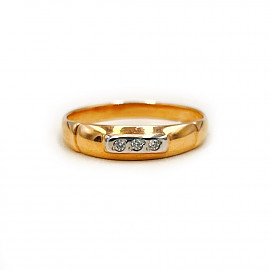 Золота каблучка червоного з білим кольору з цирконом 01-200152102