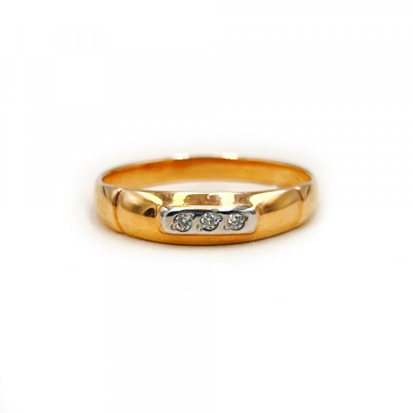 Золота каблучка червоного з білим кольору з цирконом