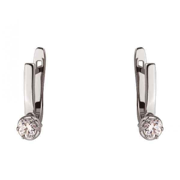 Серьги из белого золота с цирконом