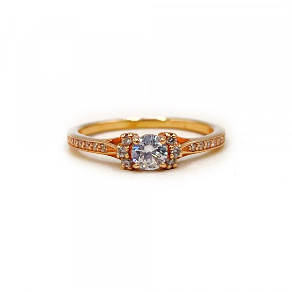 Кольцо из золота в красном цвете с цирконом