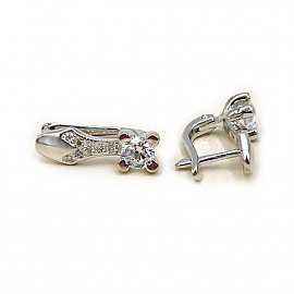 Серьги из золота в белом цвете с цирконом 01-200605502