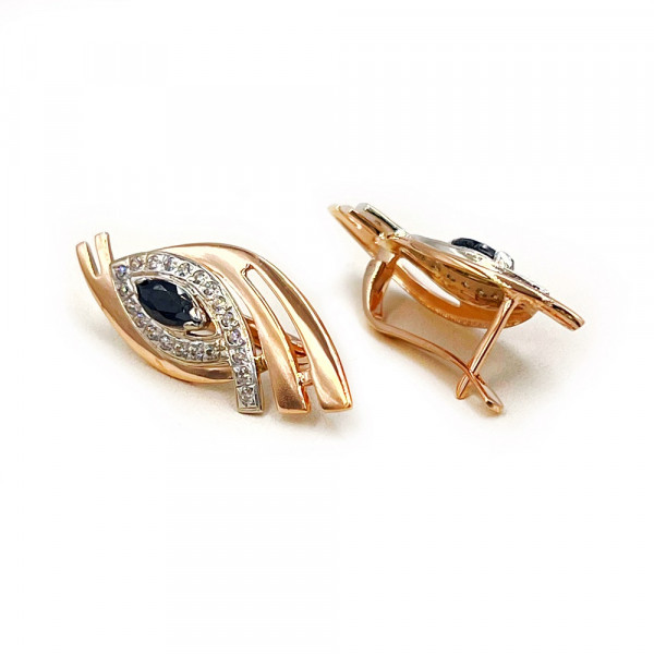 Золотые серьги с цирконом