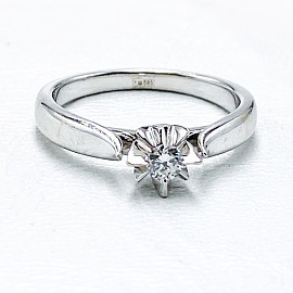 Золотое кольцо с белым бриллиантом 01-200779902