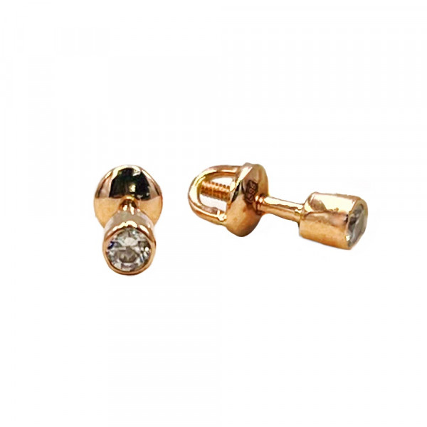 Серьги из золота в красном цвете с цирконом