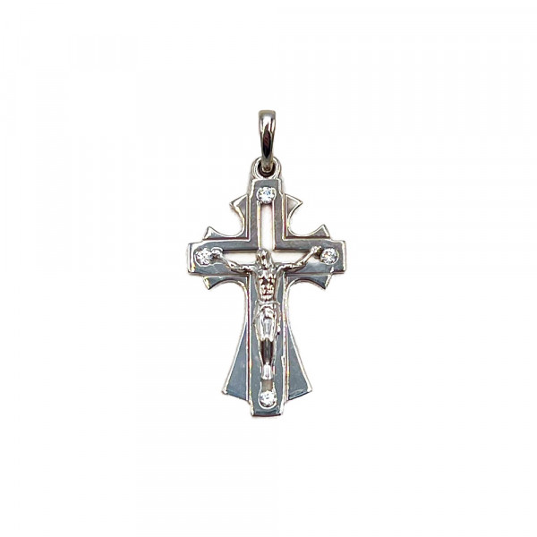 Золотий хрестик білого кольору з цирконом